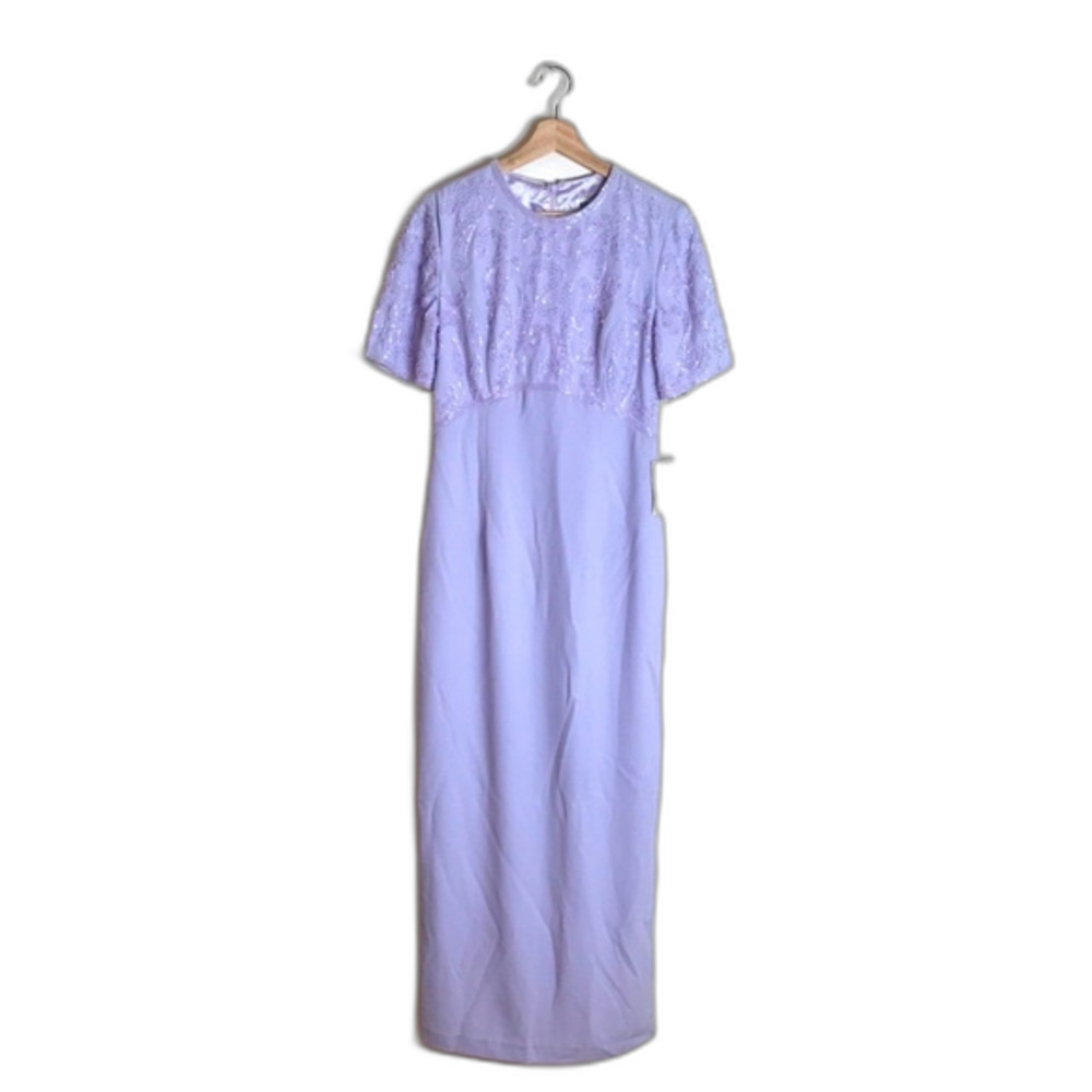Nite lite‎ ladies lavender sequin detail long dress size 8